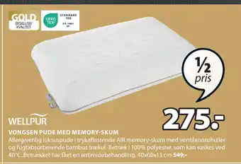JYSK VONGSEN PUDE MED MEMORY-SKUM tilbud