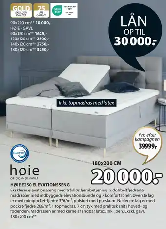 JYSK HØIE E250 ELEVATIONSSENG tilbud