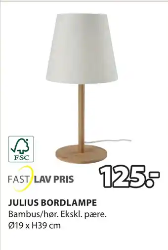 JYSK JULIUS BORDLAMPE tilbud