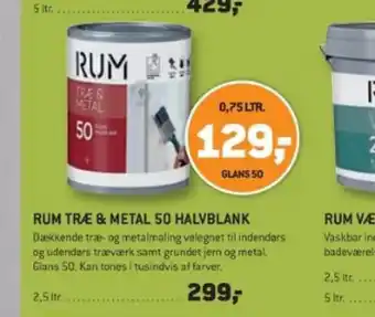 XL-BYG RUM TRÆ & METAL 50 HALVBLANK tilbud
