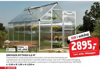 jem & fix DRIVHUS MYTHOS 5,6 M² tilbud