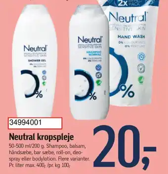 Føtex Neutral kropspleje tilbud