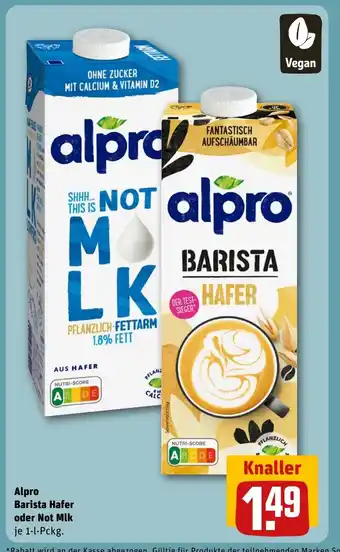REWE DE Alpro Barista Hafer oder Not Mlk tilbud