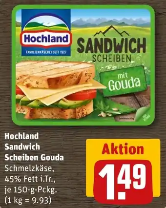 REWE DE Hochland Sandwich Scheiben Gouda tilbud