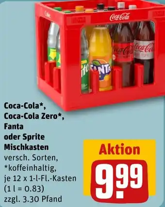 REWE DE Coca-Cola*, Coca-Cola Zero*, Fanta oder Sprite Mischkasten tilbud