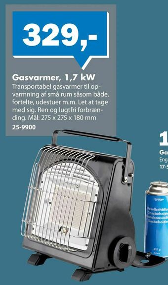 Gasvarmer, 1,7 kW