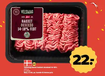 Netto Velsmag dansk hakket oksekød 14-18% tilbud