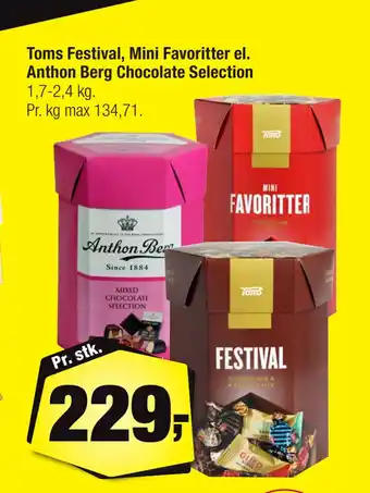 Calle Toms Festival, Mini Favoritter el. Anthon Berg Chocolate Selection tilbud