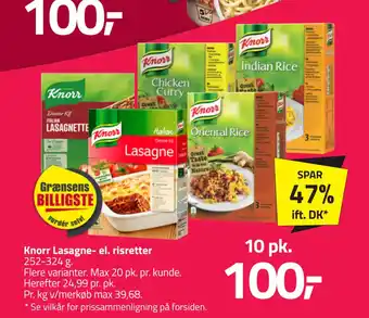 Fleggaard Knorr Lasagne- el. risretter tilbud