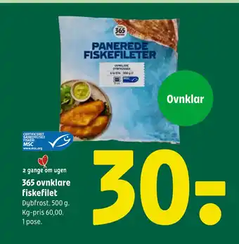 Coop 365 365 ovnklare fiskefilet tilbud