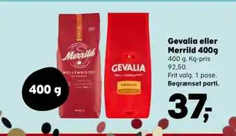 SuperBrugsen Gevalia eller Merrild 400g tilbud
