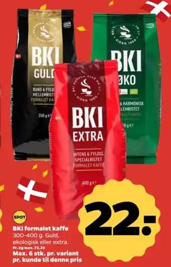 Netto BKI formalet kaffe tilbud