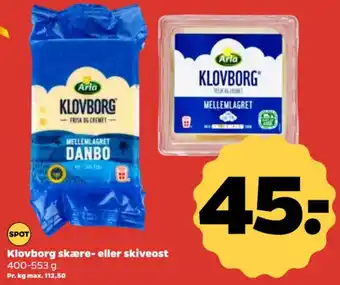 Netto Klovborg skære- eller skiveost tilbud