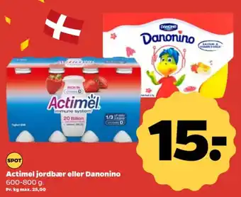 Netto Actimel jordbær eller Danonino tilbud