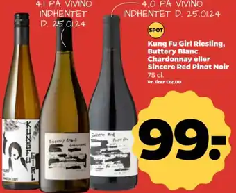 Kung Fu Girl Riesling, Buttery Blanc Chardonnay eller Sincere Red Pinot Noir
