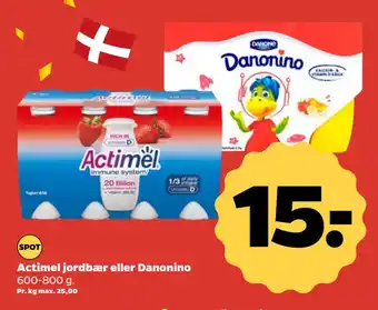 Netto Actimel jordbær eller Danonino tilbud