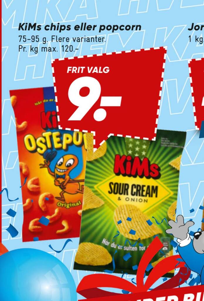 KiMs chips eller popcorn tilbud hos Bilka