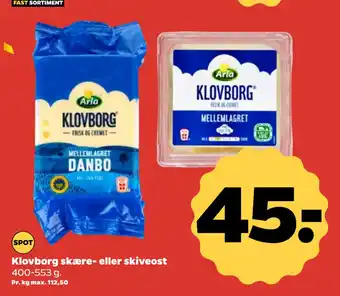 Netto Klovborg skære- eller skiveost tilbud