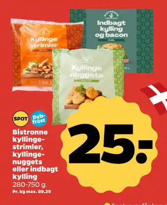 Netto Bistronne kyllingestrimler, kyllingenuggets eller indbagt kylling tilbud