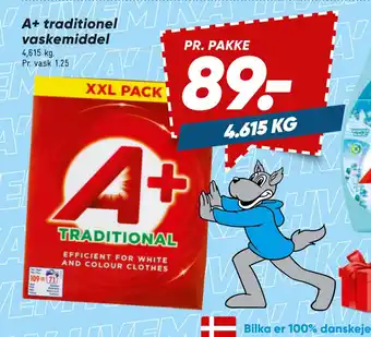 Bilka A+ traditionel vaskemiddel tilbud