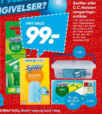 Bilka Swiffer eller C.C.Hansen rengørings artikler tilbud