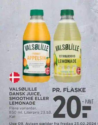 MENY VALSØLILLE DANSK JUICE, SMOOTHIE ELLER LEMONADE tilbud