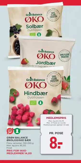 MENY GRØN BALANCE ØKOLOGISKE BÆR tilbud