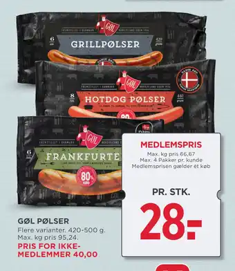 MENY GØL PØLSER tilbud