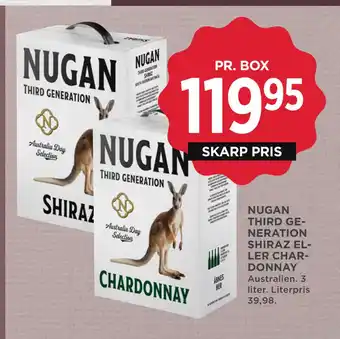 MENY NUGAN THIRD GENERATION SHIRAZ ELLER CHARDONNAY tilbud