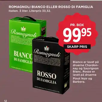 MENY ROMAGNOLI BIANCO ELLER ROSSO DI FAMIGLIA PR. BOX tilbud