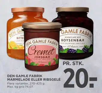 MENY DEN GAMLE FABRIK MARMELADE ELLER RIBSGELÉ tilbud