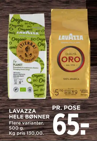 MENY LAVAZZA HELE BØNNER tilbud