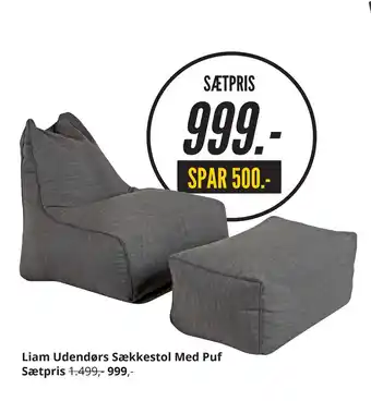 My Home Liam Udendørs Sækkestol Med Puf tilbud