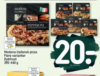 REMA 1000 Modena italiensk pizza Flere varianter Dybfrost 395-440 g tilbud
