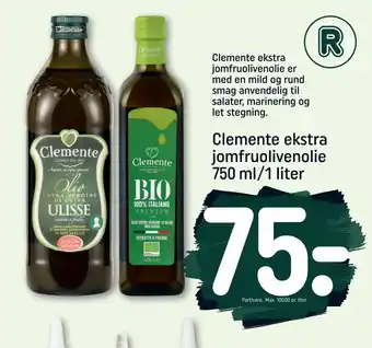 REMA 1000 Clemente ekstra jomfruolivenolie 750 ml/1 liter tilbud