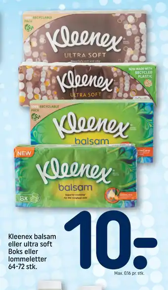 REMA 1000 Kleenex balsam eller ultra soft Boks eller lommeletter 64-72 stk tilbud