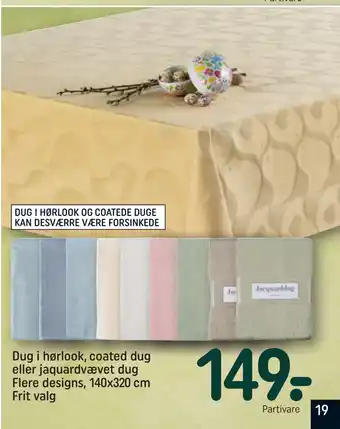 REMA 1000 Dug i hørlook, coated dug eller jaquardvævet dug Flere designs, 140x320 cm tilbud