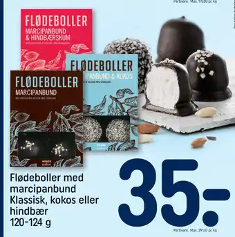 REMA 1000 Flødeboller med marcipanbund Klassisk, kokos eller hindbær 120-124 g tilbud