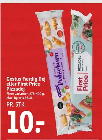 SPAR Gestus Færdig Dej eller First Price Pizzadej tilbud