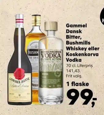 Coop.dk Gammel Dansk Bitter, Bushmills Whiskey eller Koskenkorva Vodka tilbud