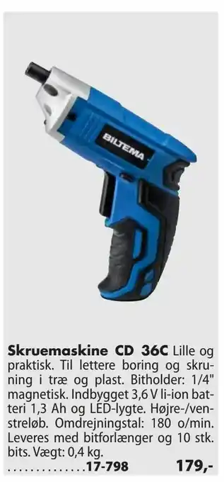 Biltema Skruemaskine CD 36C tilbud