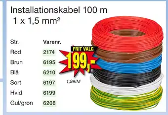 Harald Nyborg Installationskabel 100 m 1 x 1,5 mm² tilbud