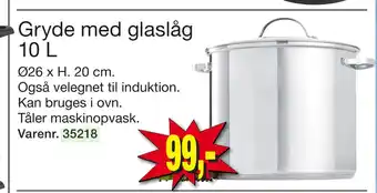 Harald Nyborg Gryde med glaslåg 10 L tilbud