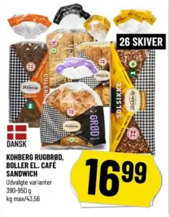 Løvbjerg KOHBERG RUGBRØD, BOLLER EL. CAFÉ SANDWICH tilbud