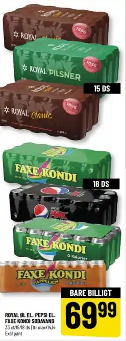 Løvbjerg ROYAL ØL EL. PEPSI EL. FAXE KONDI SODAVAND tilbud