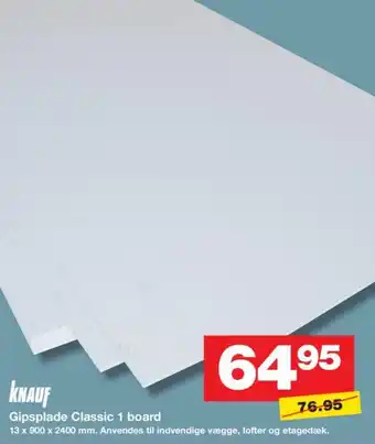 Bauhaus Gipsplade Classic 1 board tilbud
