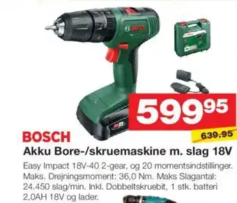 Bauhaus Akku Bore-/skruemaskine m. slag 18V tilbud