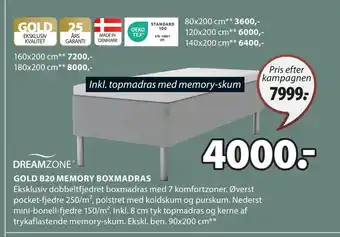 JYSK GOLD B20 MEMORY BOXMADRAS tilbud