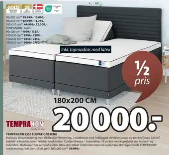 JYSK TEMPRAKON E250 ELEVATIONSSENG tilbud