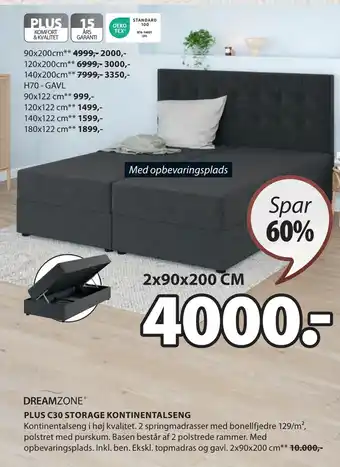 JYSK PLUS C30 STORAGE KONTINENTALSENG tilbud